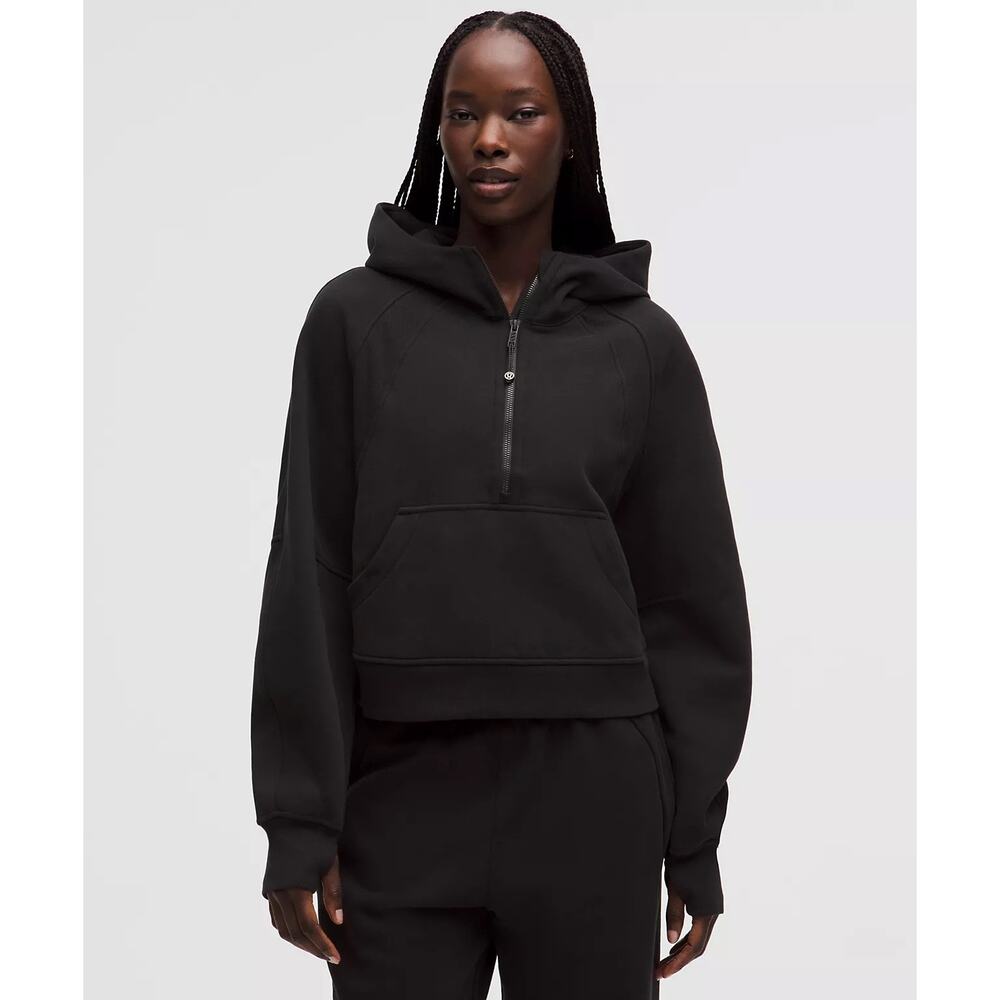 Lululemon Scuba Half Zip Hoodie Cropped Pullover Sweatshirt Black Size XS